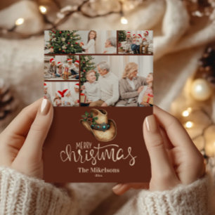 5 Photo Western Cowboy Hat Christmas Holiday Card