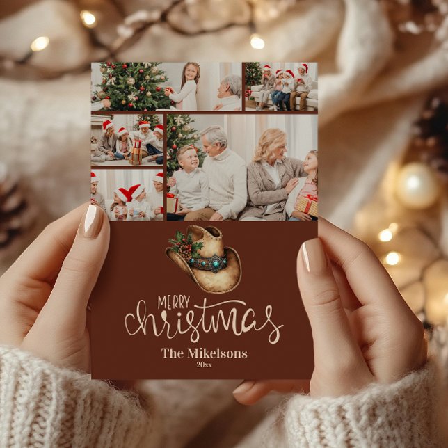 5 Photo  Western Cowboy Hat Christmas Holiday Card (Creator Uploaded)