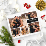 5 Photos Collage Chic Script Merry Christmas Black Postcard<br><div class="desc">5 Photos Collage Chic Script Merry Christmas Black Postcard</div>