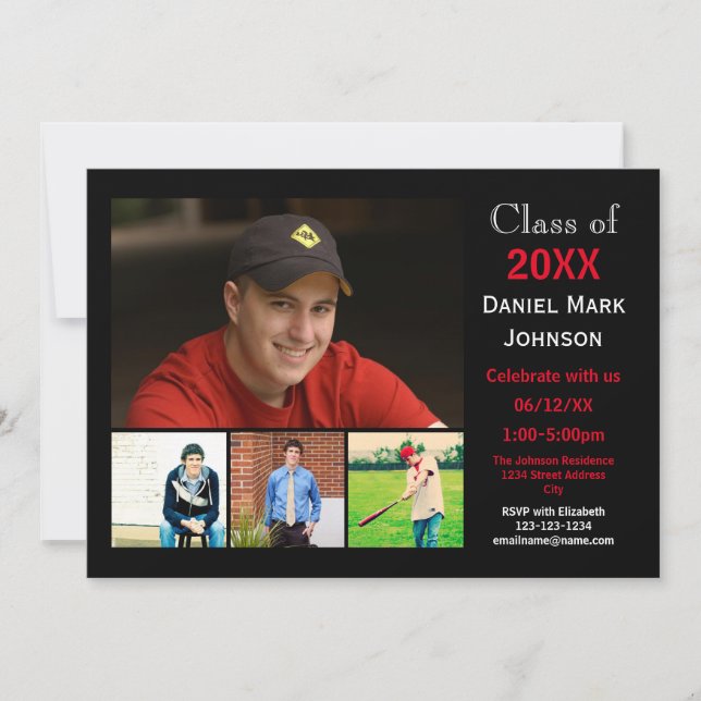 5 Photos Collage - Graduation Announcement (Front)