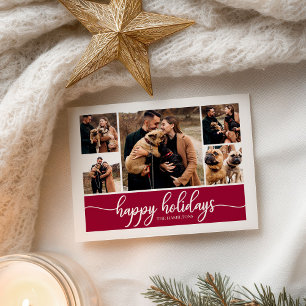 5 Photos Collage Happy Holidays Modern Christmas Postcard