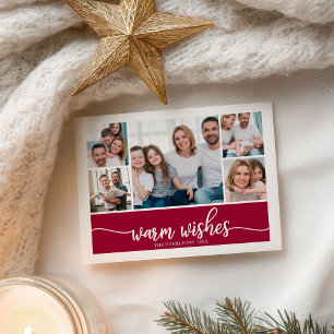 5 Photos Collage Warm Wishes Simple Christmas Postcard