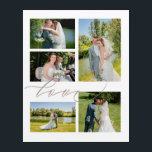 5 photos Wedding Collage Love Script Typography Acrylic Print<br><div class="desc">Simply choose your five favourite pictures from your wedding day and swap them for the images in the sample shown. For that extra touch of romance,  the word Love is in an elegant gold script and overlaps the images slightly.</div>