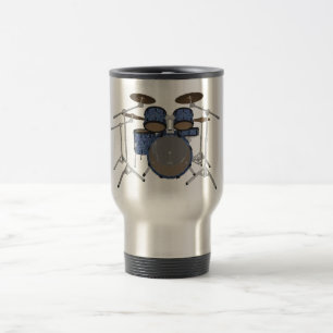 5 Piece Drum Kit: Custom Blue Finish: Travel Mug