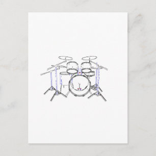 5 Piece Drum Kit: Marker Drawing: Postcard