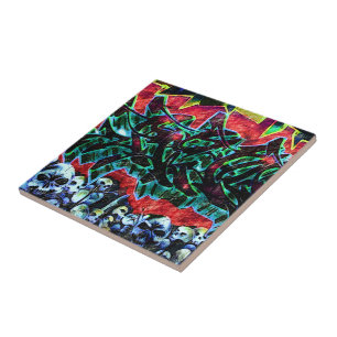 5 Pointz New York Skulls Graffiti Tile