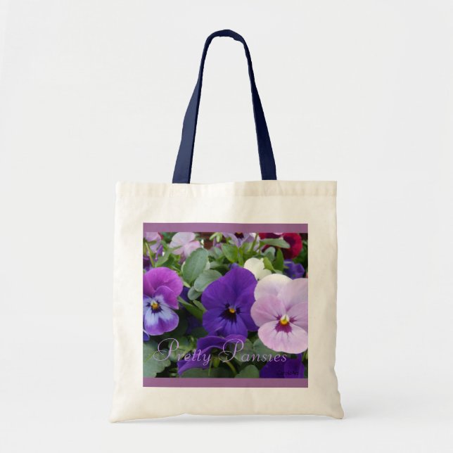 5 Purple Lavender Blue Pansies Tote Bag (Front)