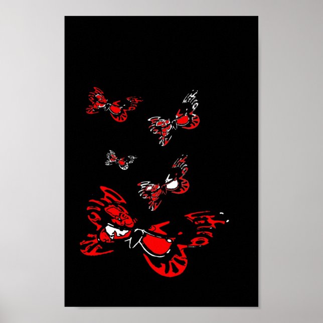 5 Red Butterflies Poster (Front)