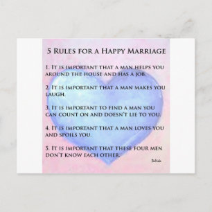 5 Rules of a Happy Marriage Postcard