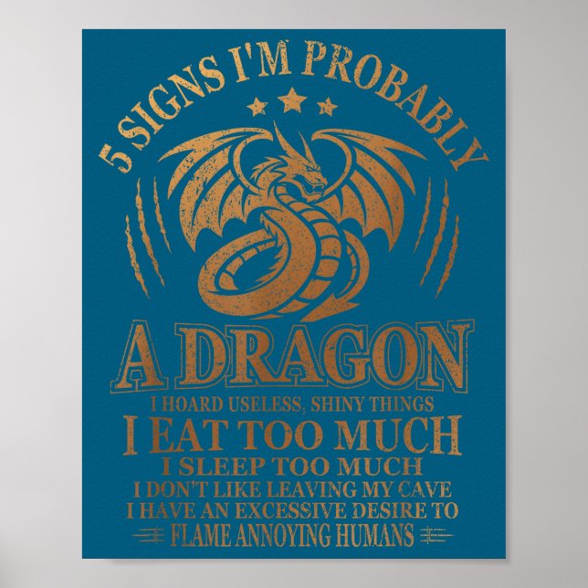 5 Signs I'm Probably A Dragon Funny Dragons Quote  (Front)