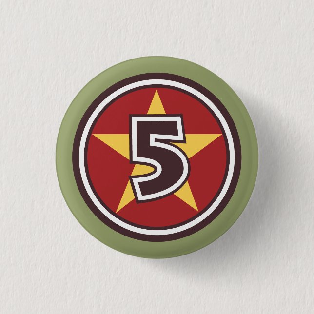 5 Star 3 Cm Round Badge (Front)