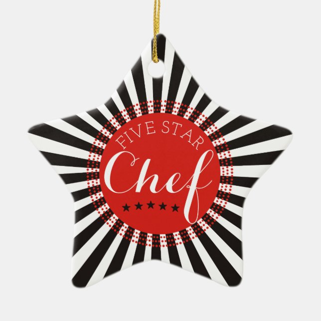 5 star chef culinary Christmas tree ornament (Front)