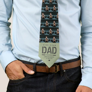 5 STAR DAD Modern Cool 2 Photo Father's Day Tie