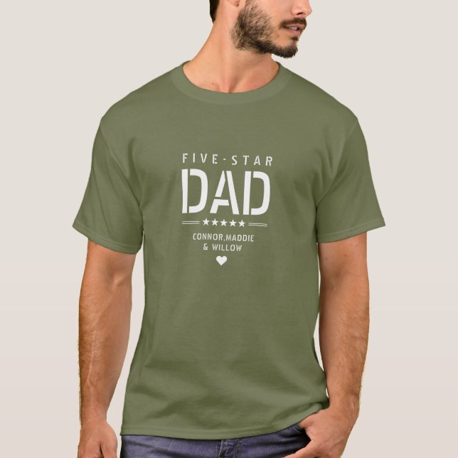 5 STAR DAD Modern Cool Custom Text Father's Day T- T-Shirt (Front)