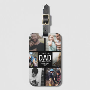5 STAR DAD Modern Cool Photo Collage Father's Day Luggage Tag