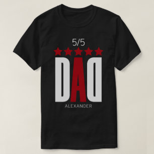 5 Star Dad Red White Typography Name Personalised T-Shirt