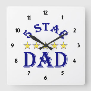 5 Star Dad Square Wall Clock