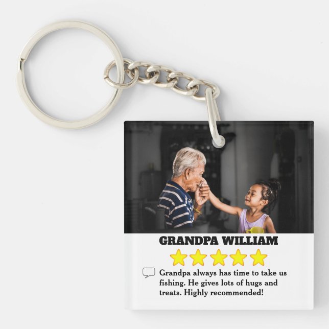 5 Star Grandpa Review with Photo Key Ring (Front)