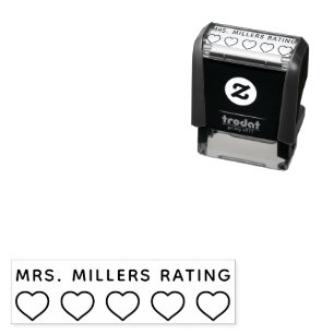5 Star Hearts Rating Review Book Teacher  Self-inking Stamp