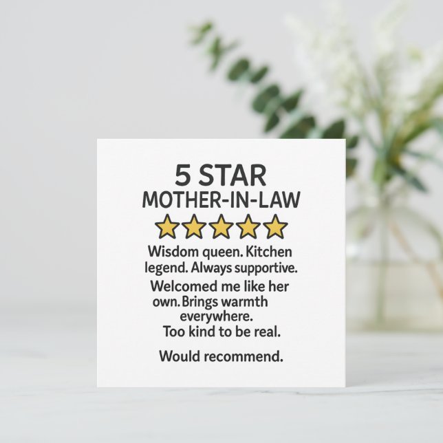 5 Star Mother-In-Law  Card (Standing Front)