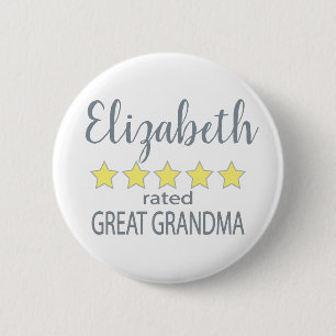 5 Star Rated Great Grandma 6 Cm Round Badge