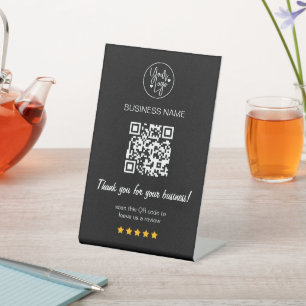 5 Star Review QR Code Business Reviews Black Pedestal Sign