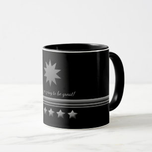 5 Star Silver Text Black Professional Business Mug