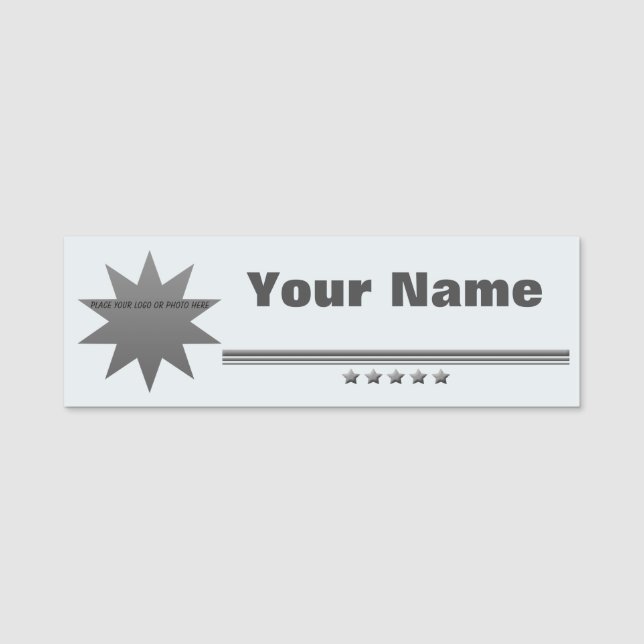 5 Star Silver Text Professional Name Tag (Front)