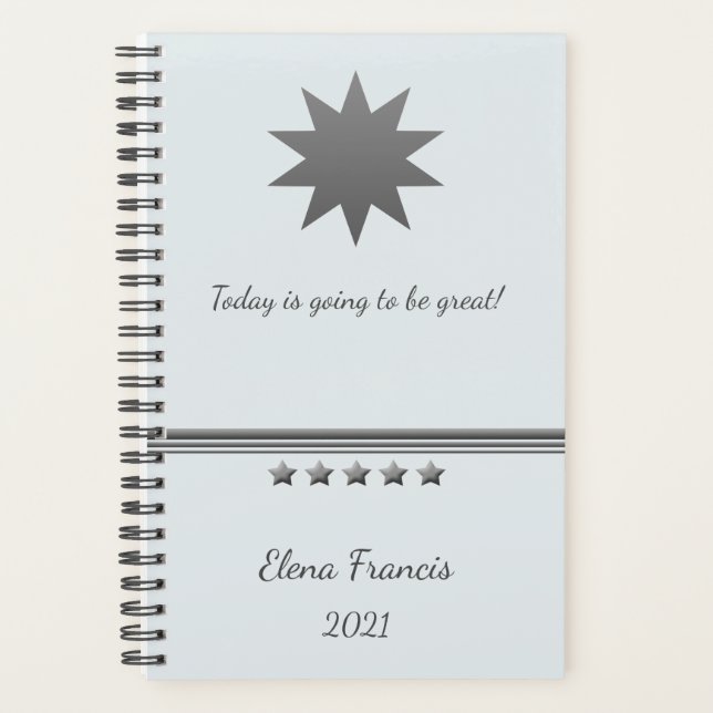 5 Star Silver Text Professional Notebook Planner (Front)