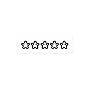 5 Star Smiling Stars Rating Self-inking Stamp