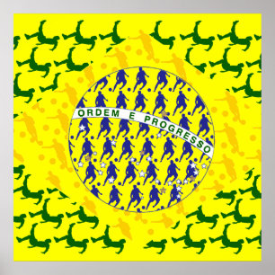 5 star soccer player flag of brazil poster