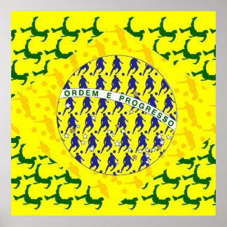 5 star soccer player flag of brazil poster