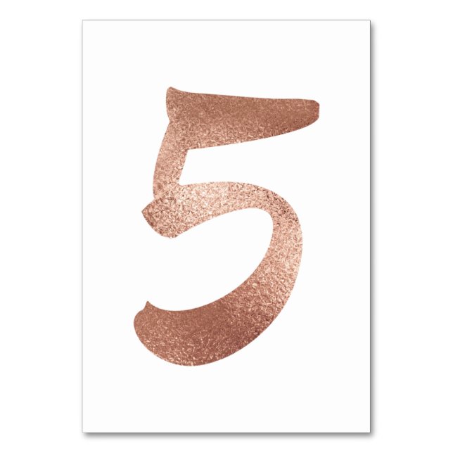 5 Table  Number White Metallic Pink Rose Gold (Front)