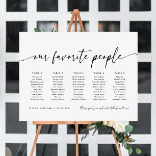 5 Tables Our Favourite People Seating Chart Plan