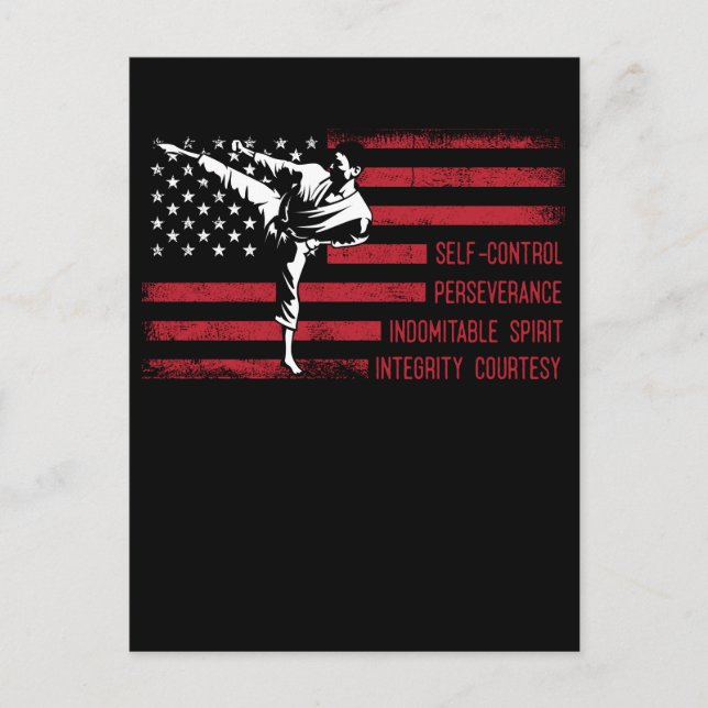 5 Tenets American Taekwondo Fighting Postcard (Front)