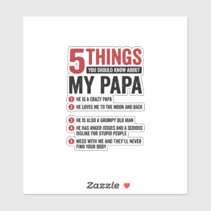 5 Things About My Papa Funny Vintage Shirt Design_