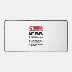 5 Things About My Papa Funny Vintage Shirt Design_ Desk Mat