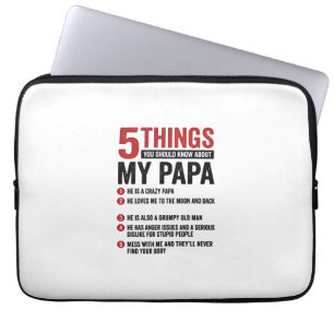 5 Things About My Papa Funny Vintage Shirt Design_ Laptop Sleeve