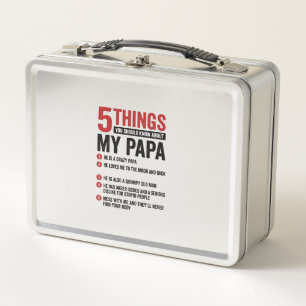 5 Things About My Papa Funny Vintage Shirt Design_ Metal Lunch Box