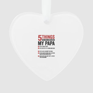 5 Things About My Papa Funny Vintage Shirt Design_ Ornament