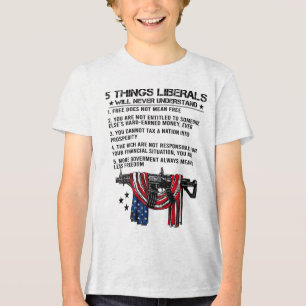 5 Things Liberals Will Never Understand (on Back) Tri-Blend Shirt
