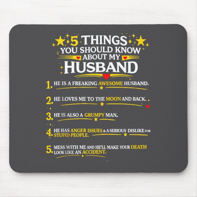 5 Things You Should Know About My Husband Couple M Mouse Pad (Front)