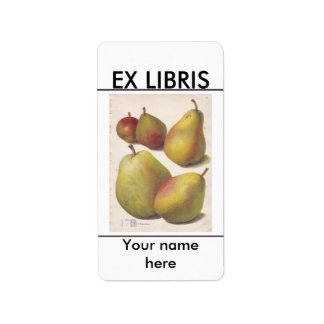 5 vintage pears illustrated bookplate label