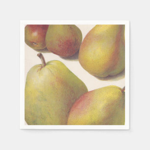 5 vintage pears illustrated napkin