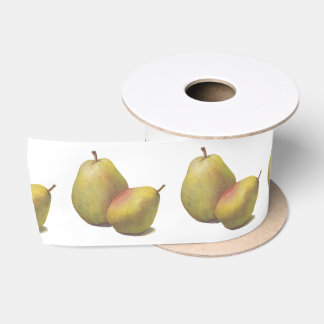 5 vintage pears illustrated satin ribbon