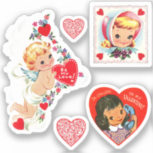 5 Vintage / Retro Valentine’s Stickers