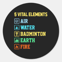 5 Vital Elements Air Water Badminton Earth Fire Sh