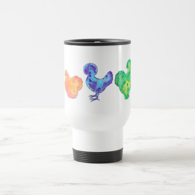 5 watercolor chicken on mug (Center)