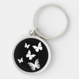 5 White Butterflies Key Ring