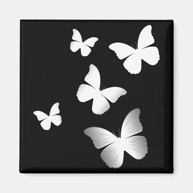5 White Butterflies Magnet (Front)